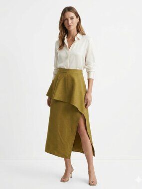 NWT PS THE LABEL NOBODY ELSE SKIRT OLIVE LAYERED MAXI SKIRT - S